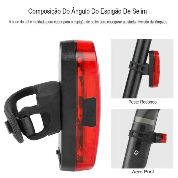 Luz Traseira para Bicicleta LED COB Acessorios [ Lanternas -bicicleta ] - Luz Traseira para Bicicleta LED COB Vodebike - Loja Oficial 