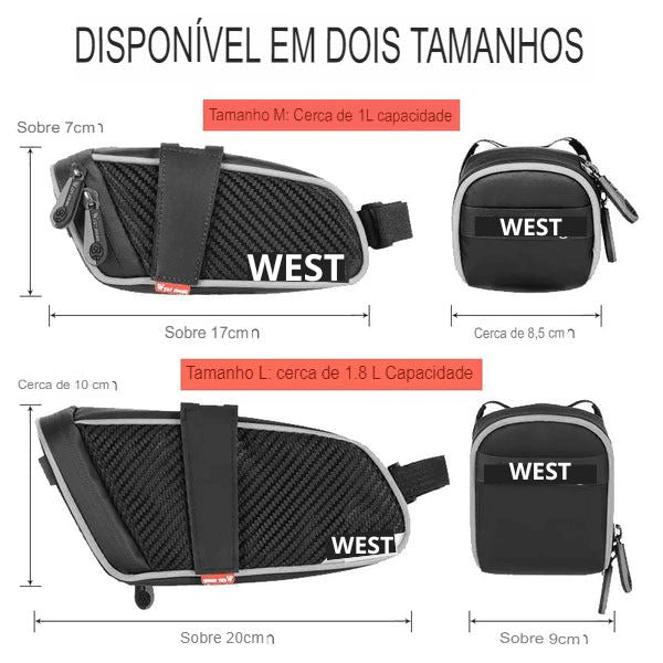 Bolsa de Selim para Bicicleta WEST Impermeável e Reflexiva - VodeBike