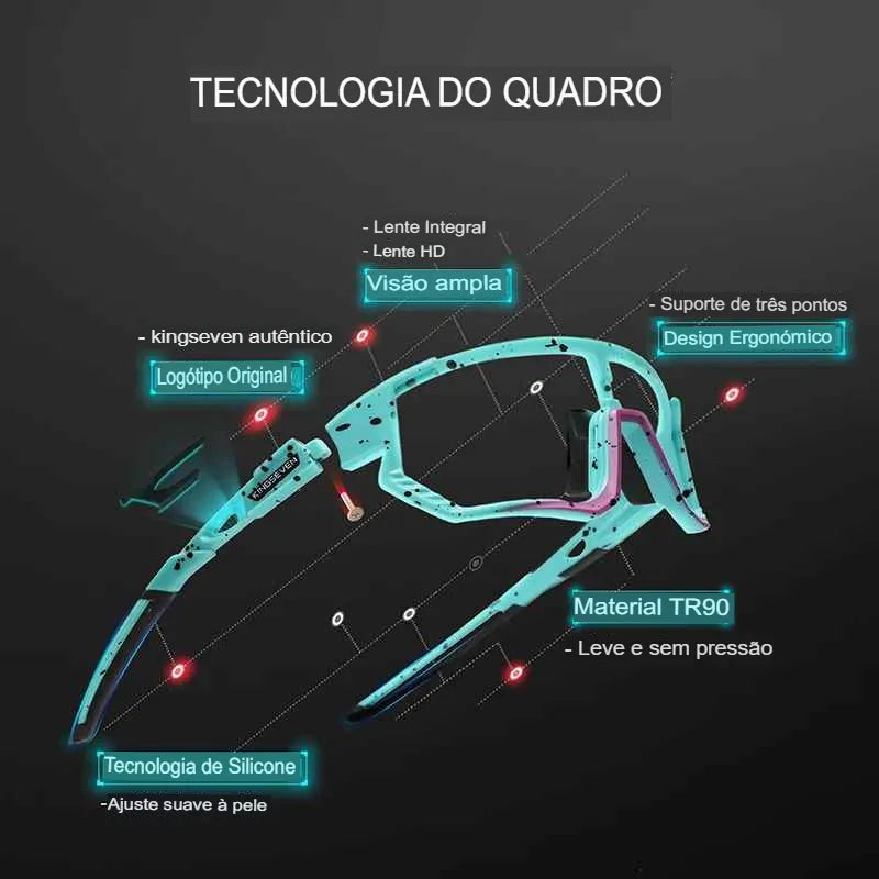 Óculos de Ciclismo Fotocromático Polarizado KingSeven - Lentes TAC e Proteção UV