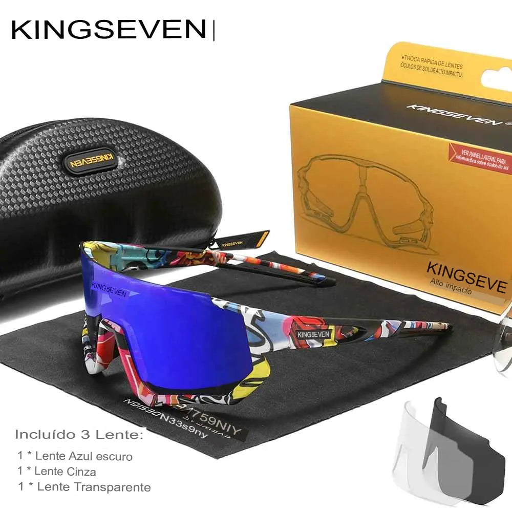 Óculos de Ciclismo Fotocromático Polarizado KingSeven - Lentes TAC e Proteção UV