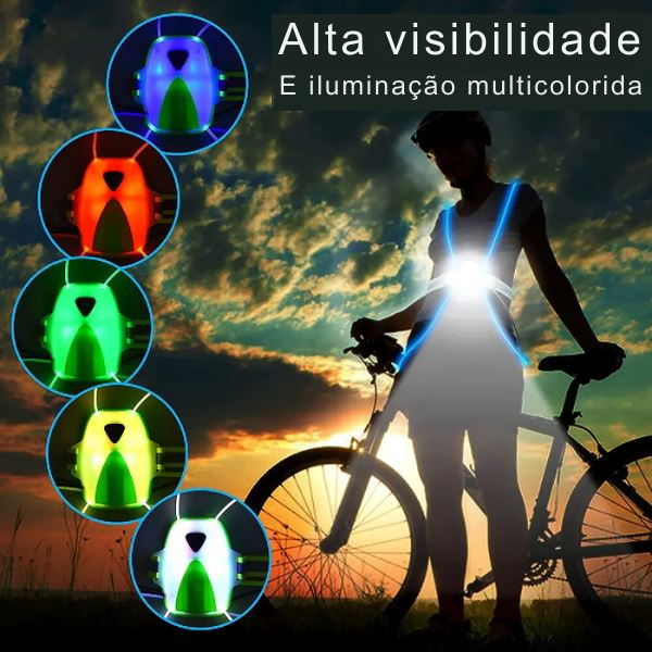 Roupa de Ciclismo Masculina [ Vestuario - Colete-refletivo ] - Colete Refletivo LED para Esporte Noturno - Iluminação poderosa 360 Reflexivo