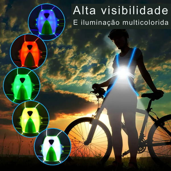 Colete Refletivo LED para Esporte Noturno - Iluminação poderosa 360 Reflexivo