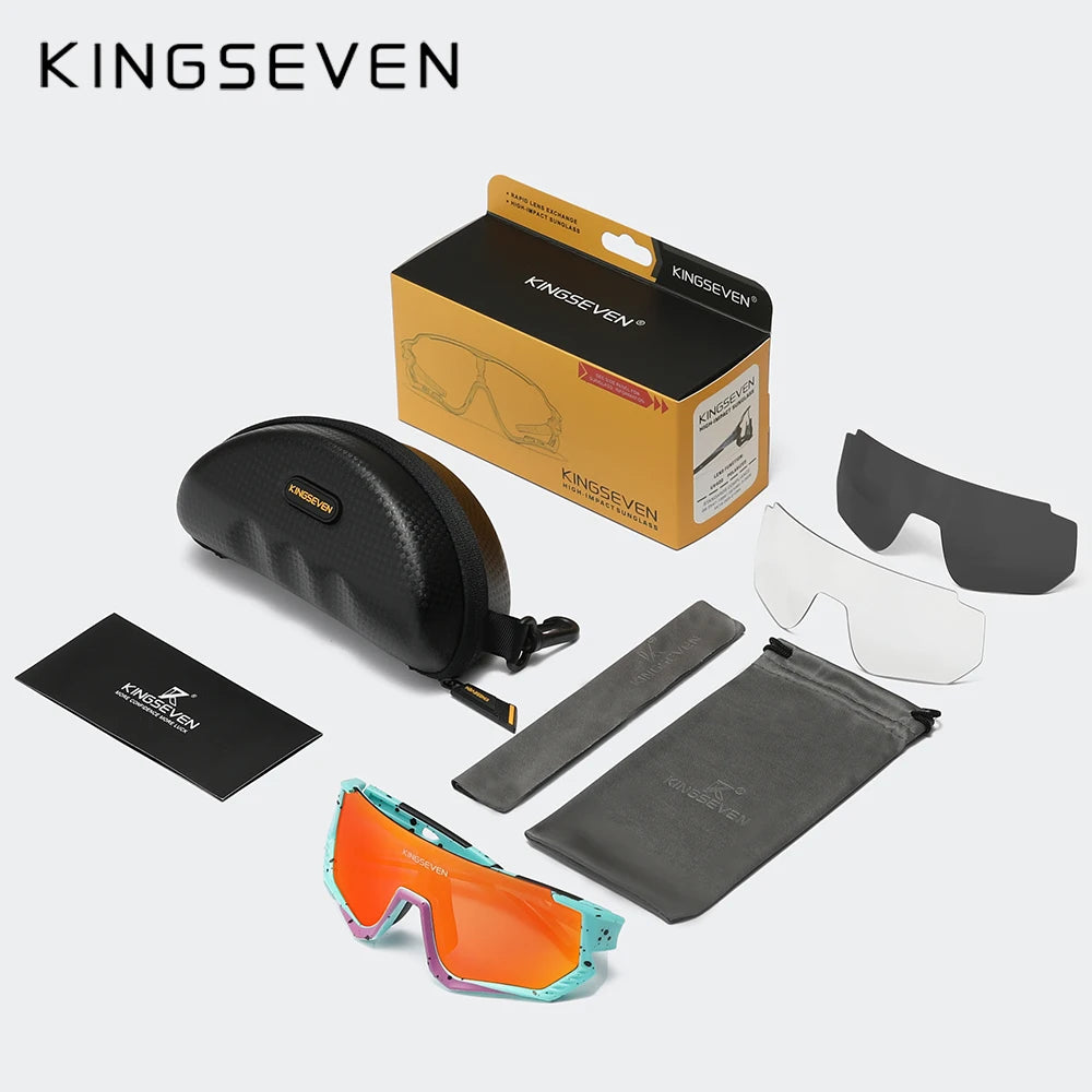 Óculos de Ciclismo Fotocromático Polarizado KingSeven - Lentes TAC e Proteção UV