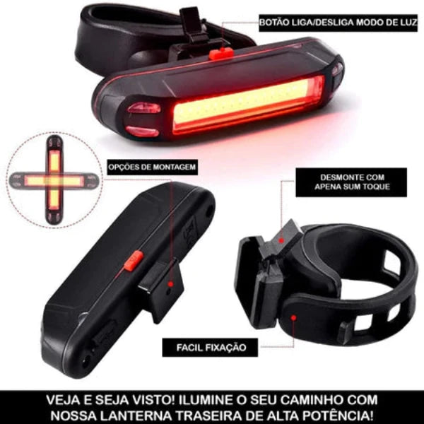 Acessorios [ Lanternas -bicicleta ] - Luz Traseira para Bicicleta LED COB