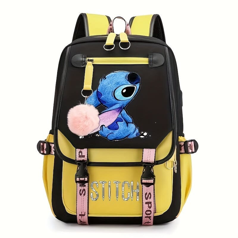 Mochila Escolar do Stitch com Grande Capacidade e Porta USB - VodeBike Mochila Escolar do Stitch com Grande Capacidade e Porta USB - VodeBike VodeBike Amarela 