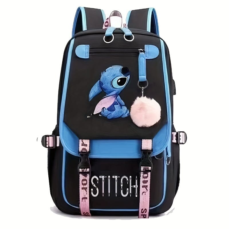 Mochila Escolar do Stitch com Grande Capacidade e Porta USB - VodeBike Mochila Escolar do Stitch com Grande Capacidade e Porta USB - VodeBike VodeBike Preto/Azul 