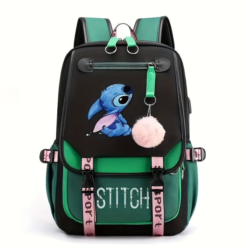 Mochila Escolar do Stitch com Grande Capacidade e Porta USB - VodeBike Mochila Escolar do Stitch com Grande Capacidade e Porta USB - VodeBike VodeBike Verde 