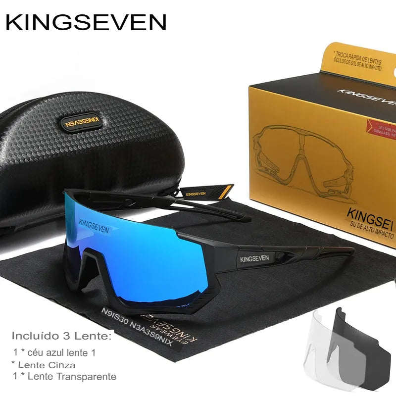 Óculos de Ciclismo Fotocromático Polarizado KingSeven - Lentes TAC e Proteção UV