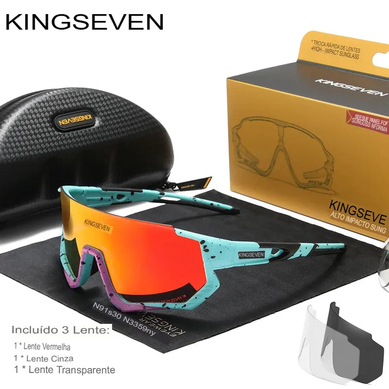 Óculos de Ciclismo Fotocromático Polarizado KingSeven - Lentes TAC e Proteção UV