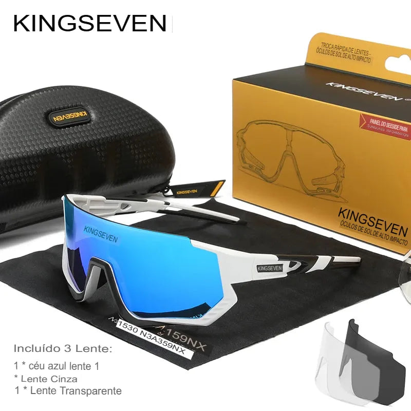 Óculos de Ciclismo Fotocromático Polarizado KingSeven - Lentes TAC e Proteção UV