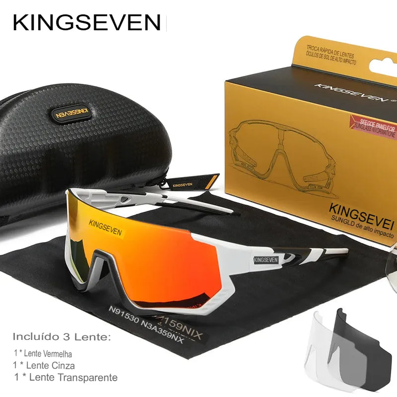 Óculos de Ciclismo Fotocromático Polarizado KingSeven - Lentes TAC e Proteção UV