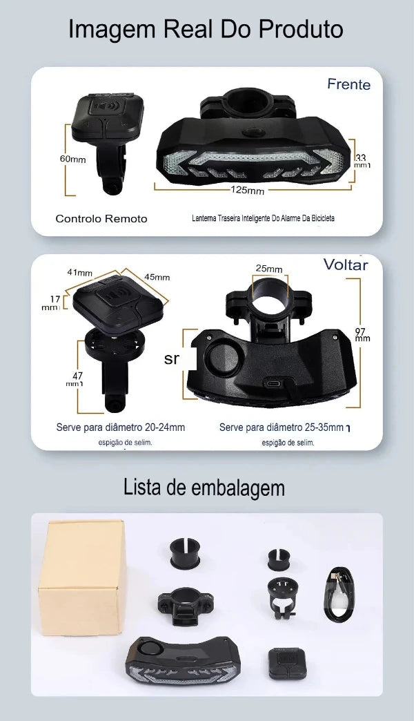 Luz Traseira Inteligente para Bicicleta com Sinalizadores Acessorios [ Lanternas -bicicleta ] - Luz Traseira Inteligente para Bicicleta com Sinalizadores Vodebike - Loja Oficial 