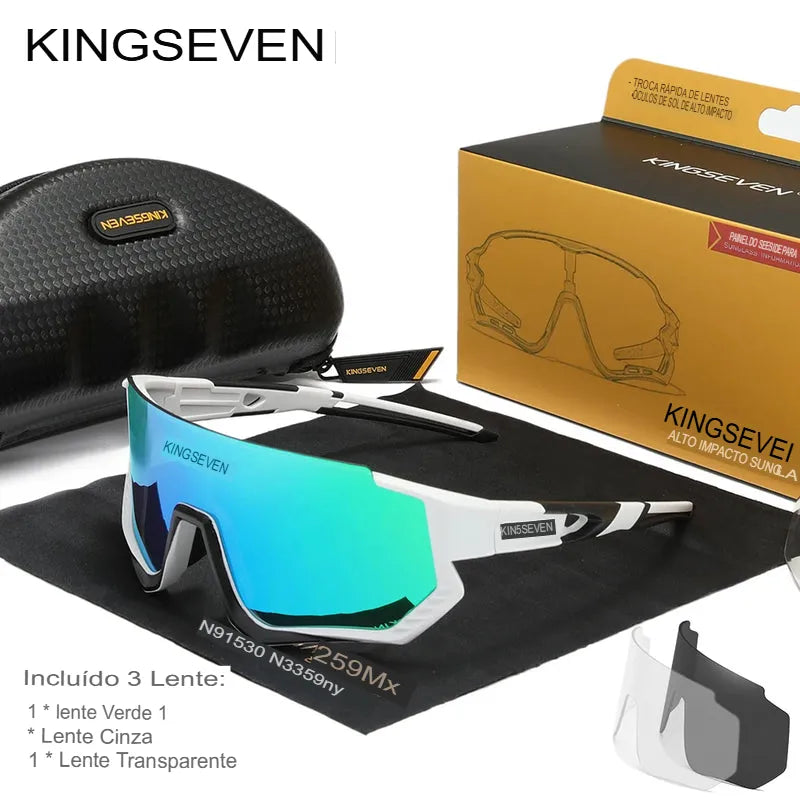 Óculos de Ciclismo Fotocromático Polarizado KingSeven - Lentes TAC e Proteção UV